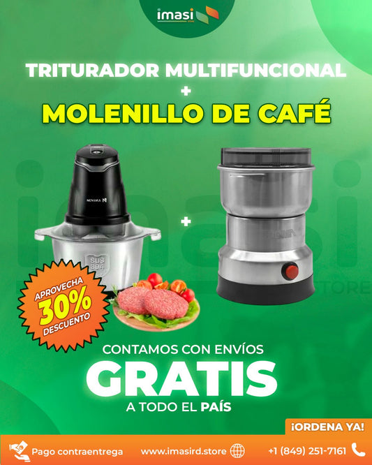 Triturador Multifuncional + Molenillo de Café KitchenMax™ | ¡Corta y muele como un chef profesional con este combo potente! - IMASI RD STORE