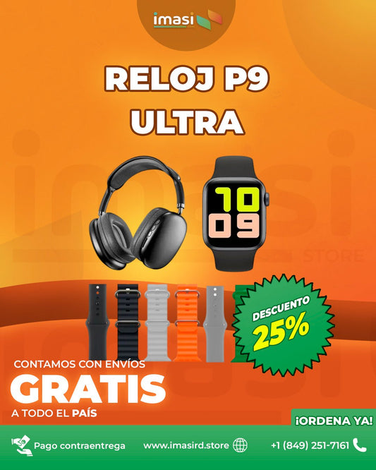 ¡Ultra Smartwatch de 7 Correas + Headphones PRO P9 Ultra 3™ | Calidad Premium | Compatible con IOS & ANDROID - IMASI RD STORE