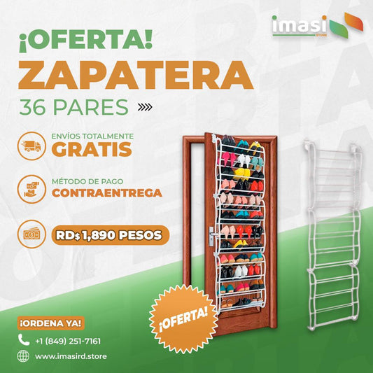 ZAPATERA COLGANTE MaxFit™ DE PUERTA - HASTA 36 PARES | Práctico, resistente y fácil de instalar | El zapatero que necesitas - IMASI RD STORE